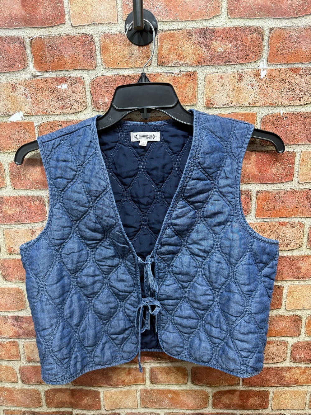 Nanette Lepore Heart Quilted cottagecore folk western boho Denim Vest in Blue